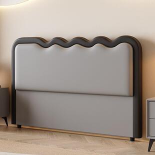 靠新一款 涟漪浪实木框架结构落地体床头软波包简约365现代背 法式