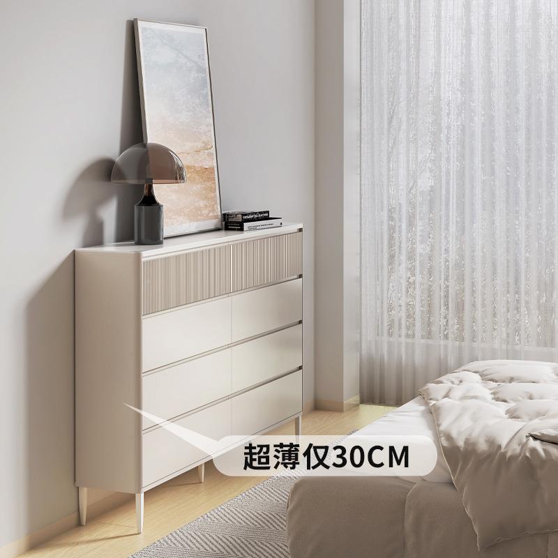 斗柜卧室0c八m奶油风法式实物木HNS极窄3床尾柜置电视收纳五斗柜