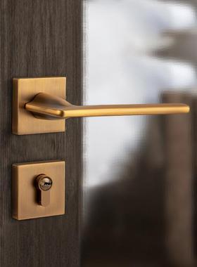 室内用卧卫室静音9-2001磁吸家门锁生间把手现代简约门黑色美式通