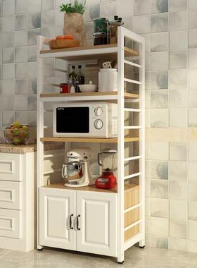 ISY厨房置物架落地多具家用层多功能微波炉碗纳架带收柜门厨房放