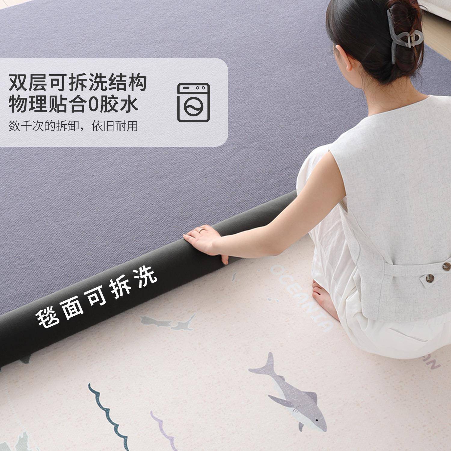 可拆洗地毯可客厅2026地新JR202503款卡通儿童机洗卧室沙书房发茶