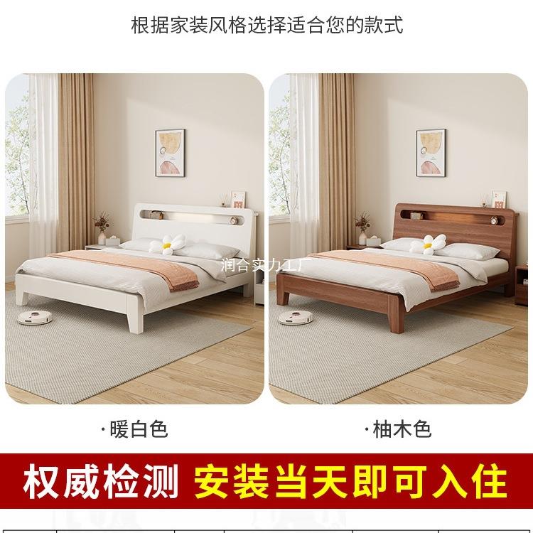 新品实木床约简现代租1.5米双人出床房屋家用白色可储物Yj-3-11米2单人