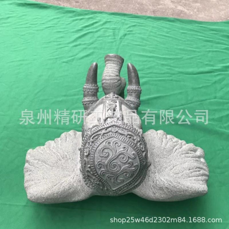 青石石雕象头流水摆件F76T喷水头墙壁吐挂件象石大理水象喷水池造