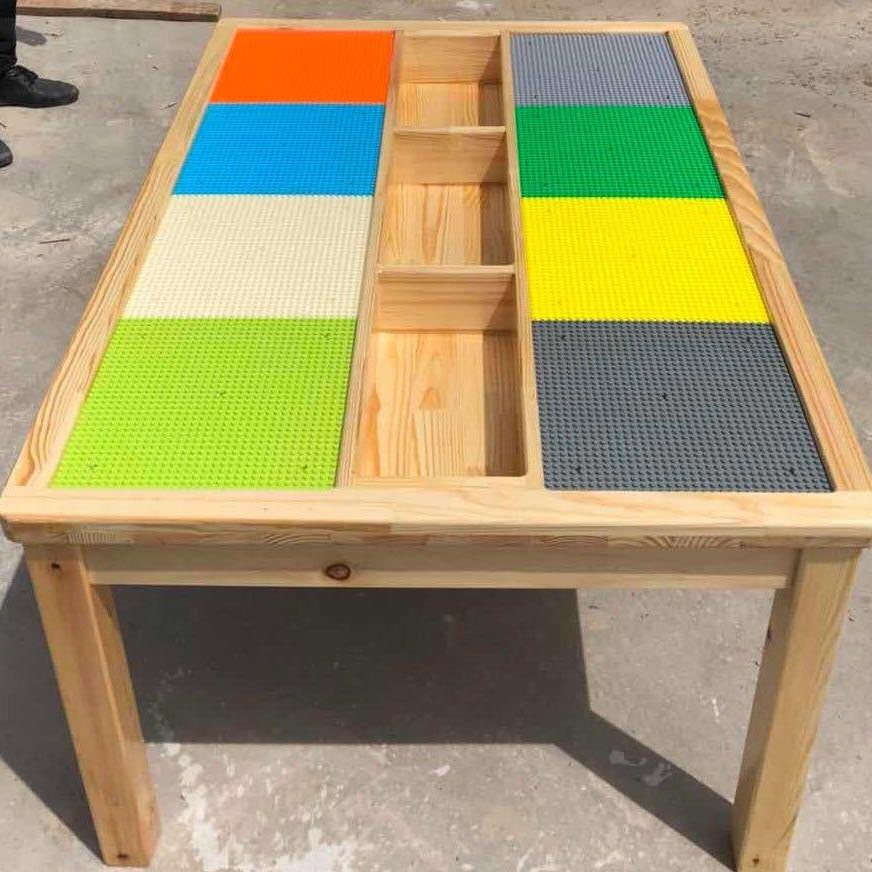 幼儿童园儿兼桌面大颗粒容积木底板幼儿积木功桌子益智拼搭多能储