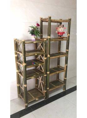 A楠竹书家用编架子现代简约MRY置织物0书柜多层落地柜子竹子衣帽