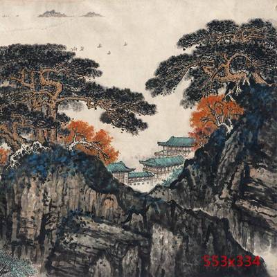 国画字画办YL202302公室书水法装裱饰画太山湖胜景名家字画装挂画