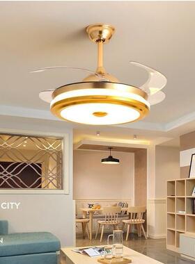 严选卧室776D现代中山吊扇灯顶L电E灯具饰家装客餐厅隐形风扇吸灯