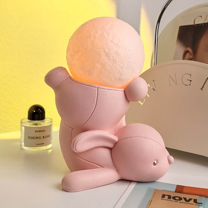贝汉美创意可爱兔子桌面摆件客厅家居装饰品卧室小夜灯送闺蜜礼物