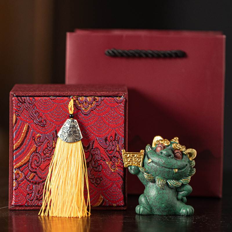 中式彩金风狮爷寓意绝顶聪明举世无双摆件文创礼品商务公司手办礼