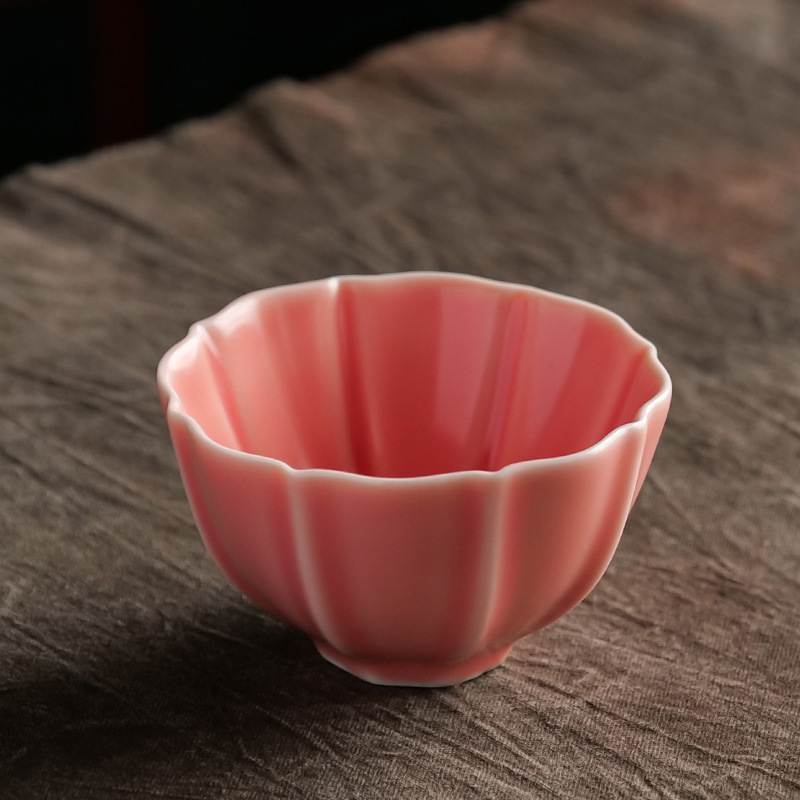 创意中式绯红官窑茶杯品茗杯陶瓷个人专用单杯主人杯功夫茶具茶盏