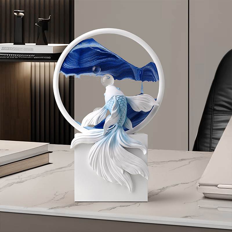 贝汉美创意中式鱼跃龙门流沙画摆件家居客厅玄关公司装饰年会送礼