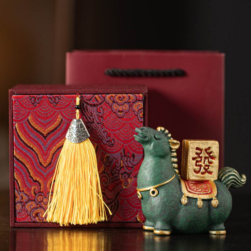 国潮风马上发财摆件新中式马上有钱客厅玄关办公室装饰品开业礼品