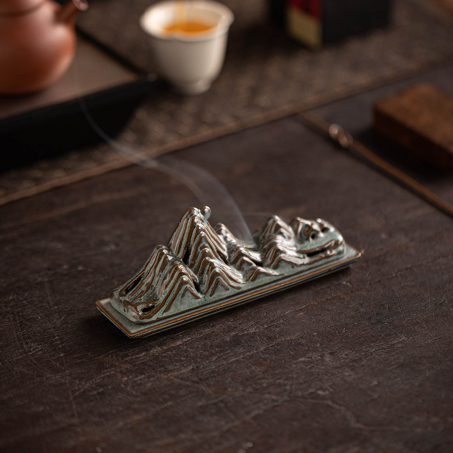 江山香薰炉远山卧香炉茶道摆件檀香炉仿古创意香座 小众家用款