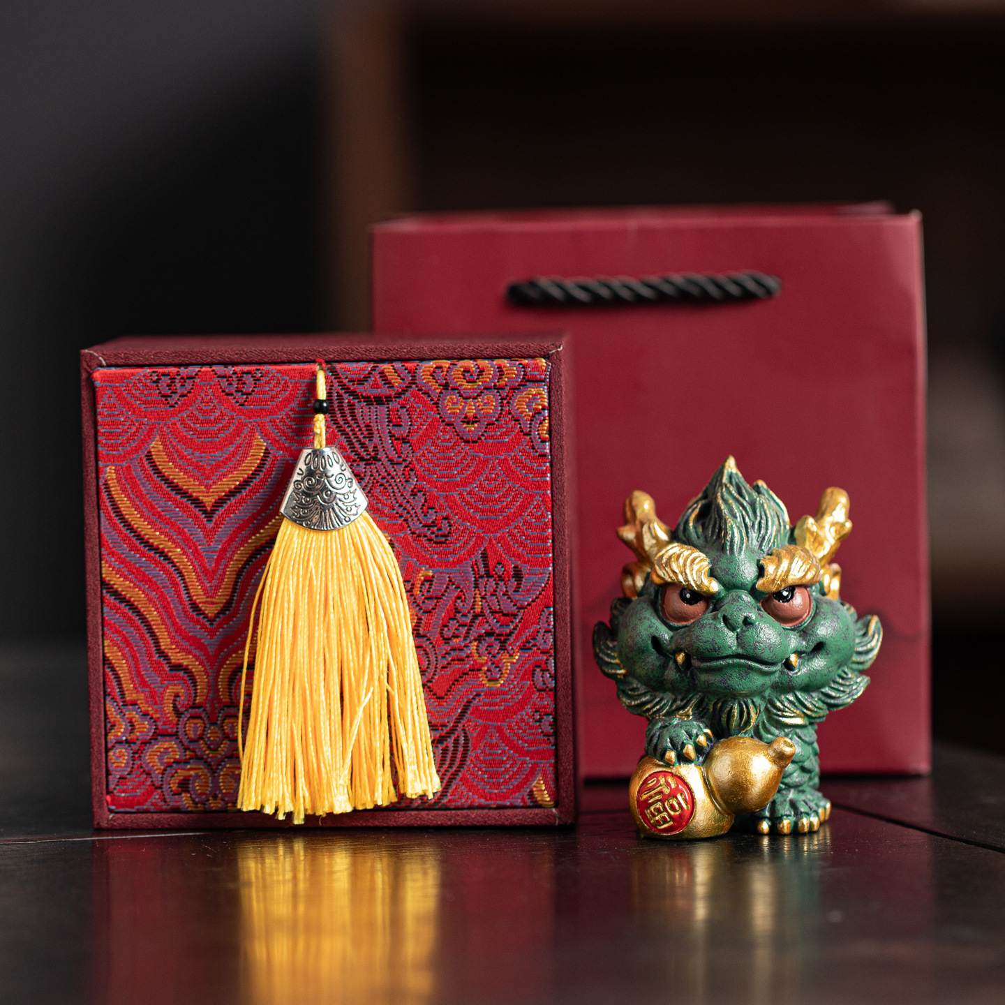 国潮彩金醒狮招财福禄如意小麒麟文创招财桌面装饰品商务公司礼物