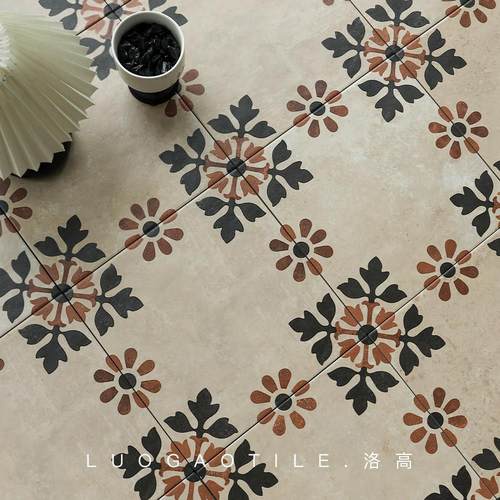 法式覆古田园风小花砖商业空间厨房化妆室饭厅阳台玄关咖啡店地砖