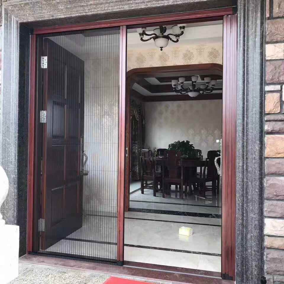 大门推拉纱门门面滑动入户门z可伸缩门帘防蚊网蚊子推拉式纱帘沙