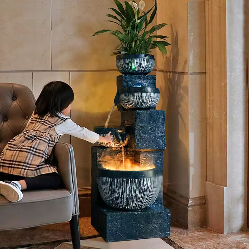 大型落地流水摆件酒店大堂样板间别墅入户玄关茶室客厅软装饰品