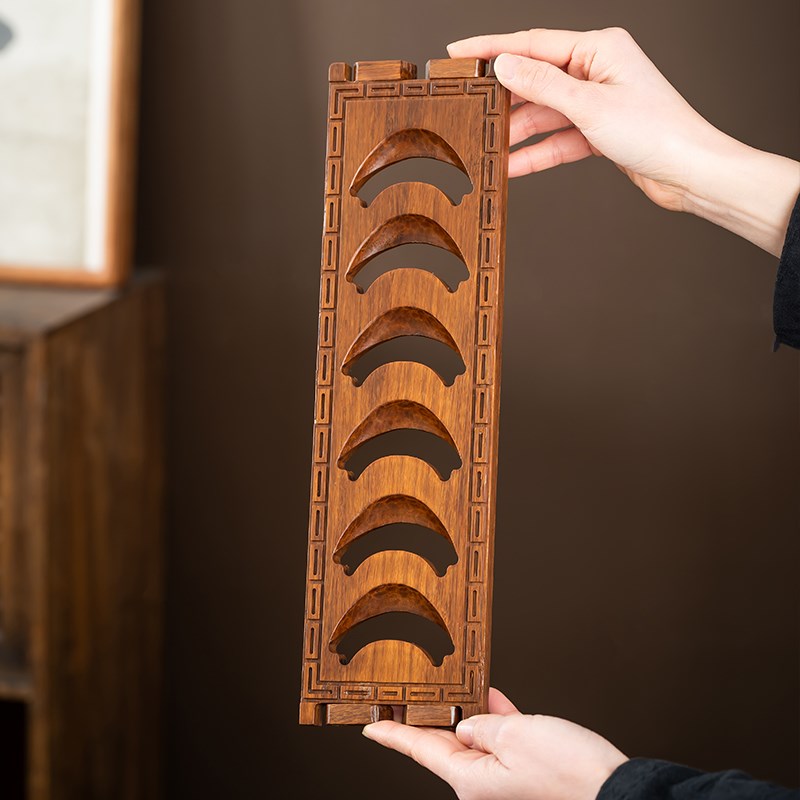 重竹茶杯收纳架单层实木晾杯架杯子置物架茶具沥水杯托茶道配件