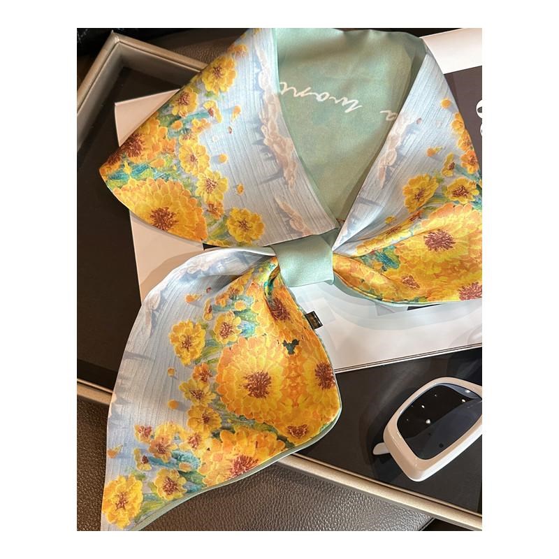 小丝巾女2025新款夏季薄款气质细窄懒人免系流行脖子护颈围巾领巾