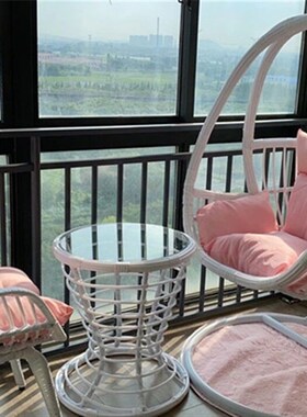 吊篮阳台摇篮椅懒人秋千室内单双人吊椅子K网红摇椅家用仿藤椅吊