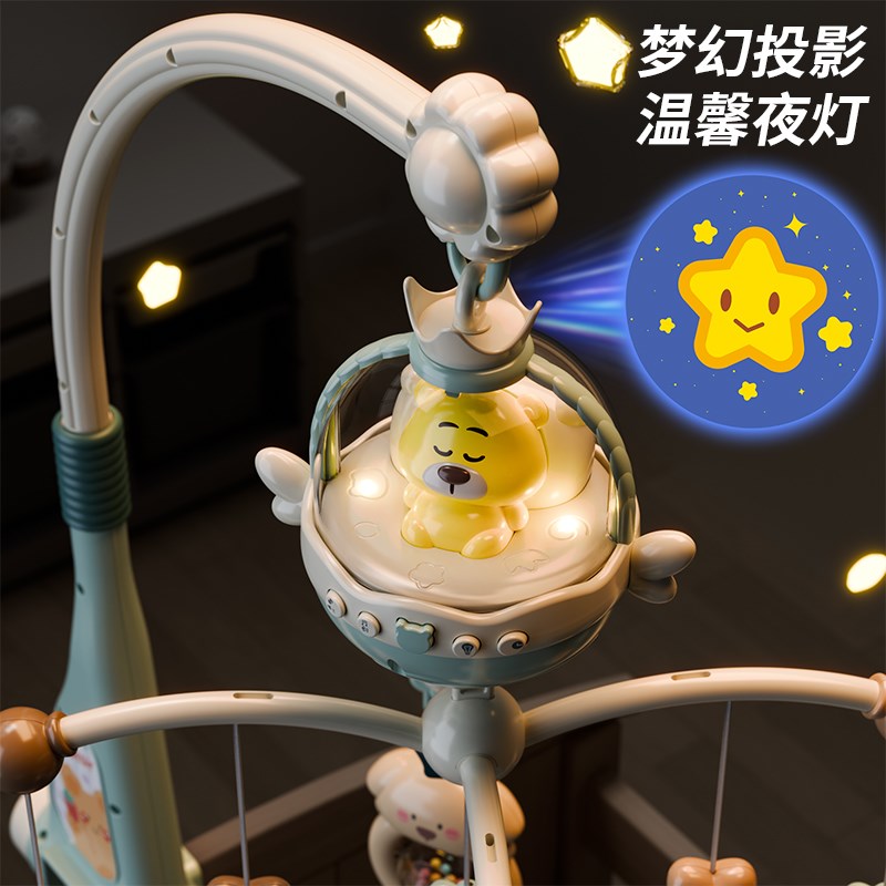 新生儿床铃婴儿玩具0到3个月6宝宝1岁床头摇铃旋转音乐车悬挂件式