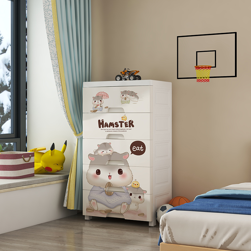 卡通抽屉式收纳柜子置物柜家用宝宝衣柜儿童玩具储物柜塑料五斗柜