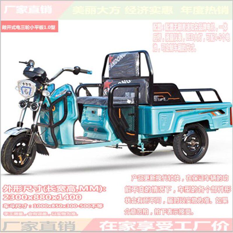可载客和货运农用可加长电三轮车货车载货拉货电动折叠1.0米新款