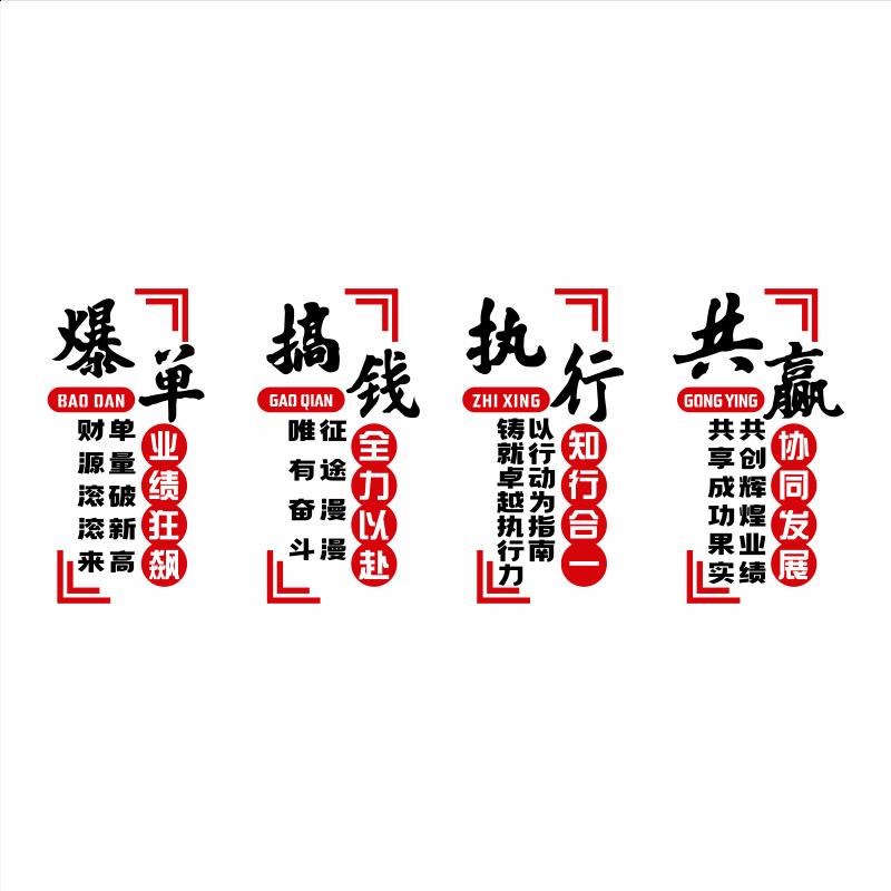 办公室墙纸自粘背景墙装饰公司激励志标语墙贴画立体企业文化墙