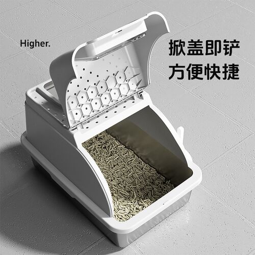 不锈钢猫砂盆全封闭式大号猫咪顶出布偶沙盆防臭防带砂外溅猫厕所