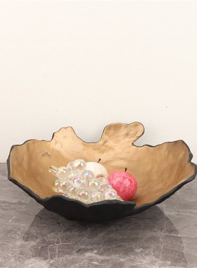 现代简约金色收纳果盘托盘水果盘客厅书房样板房卧室茶几家居饰品