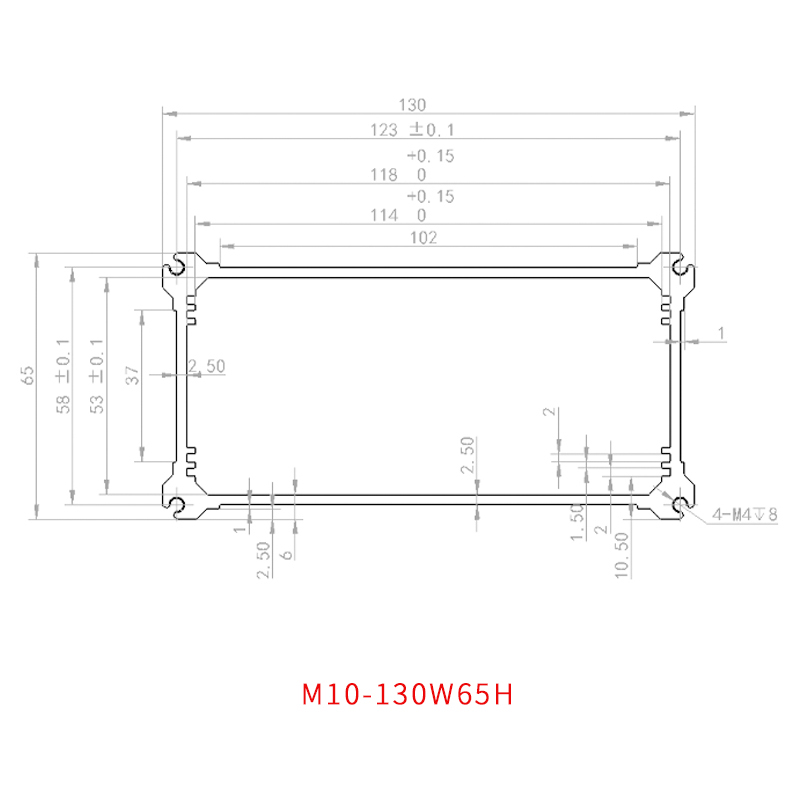 铝合金壳体室外仪器线路板铝盒子防水仪表采集器铝型材外壳130*65