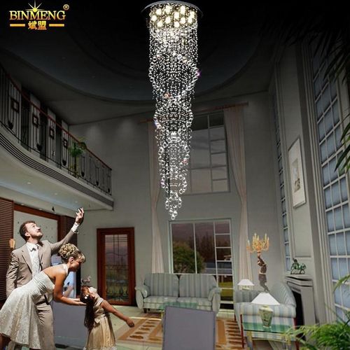 复式楼梯吊灯中空楼梯灯长吊灯楼道间螺旋灯别墅楼中楼旋转水晶灯