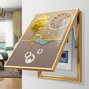 配电箱N遮挡挂画开关盒弱电 时钟竖版 爆品电表箱装 饰画带钟表竖款