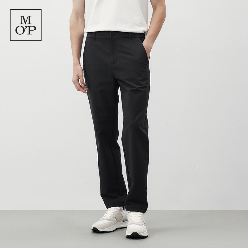 Marc O'Polo/MOP 冬季新款简约黑色百搭西装裤磨毛直筒休闲长裤男