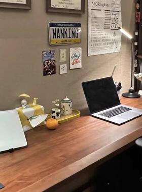 实木双木人台式桌电脑作家用办公桌大长书桌工QPE台原风简约电竞