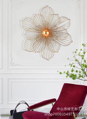 美式花卉挂创OON意样房酒店铁艺壁立板体背景墙客玄关走廊过厅道