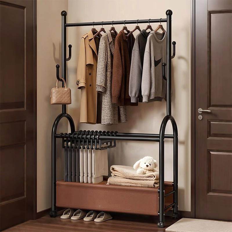 晾衣架家地用AC60A落室内可移动简多易挂衣服架子功能衣裤架一体