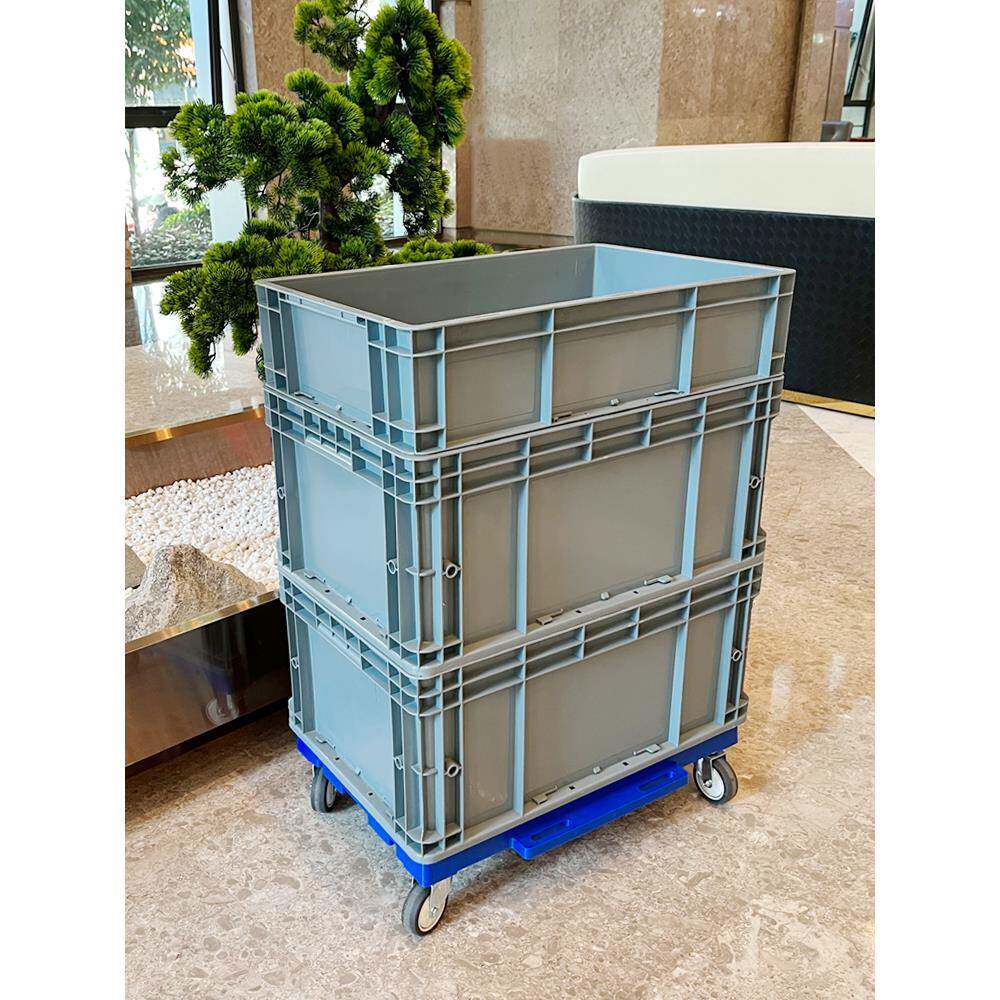 龟A10L镂凹槽箱塑料周转乌KYD空车可拼接四轮小箱小推车移动工具