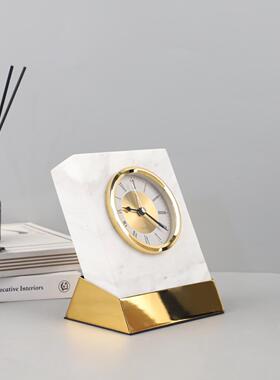 北欧电1889柜创意天然大理石钟表台钟桌面装饰摆客厅别墅视件家居