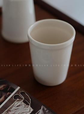 简约乳白色陶瓷手握杯咖啡杯水杯饮品杯牛奶杯可叠放咖啡馆杯子