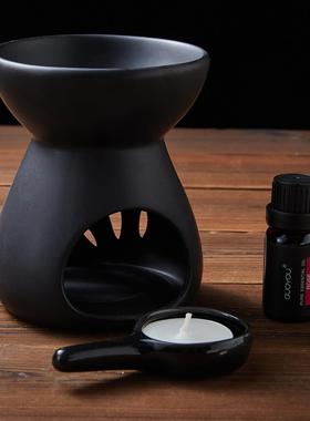 大号黑色陶瓷室内家用香薰炉檀香灯烤干烧蜡烛粉防熏香咖啡