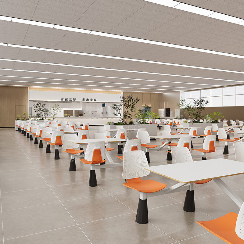 快餐桌椅连体组合学校食堂员工饭堂高速服务O区餐厅四人位连体餐
