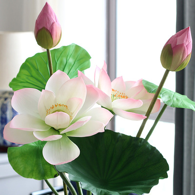 手感仿真荷花摆件l莲花莲蓬假花室内客厅落地水池装饰花仿真植物