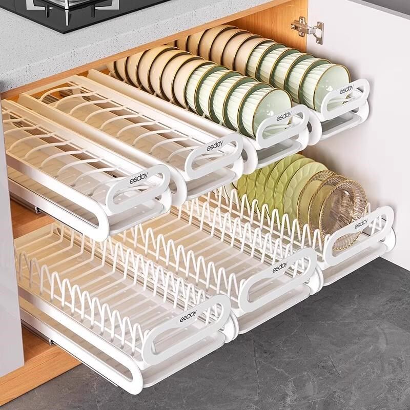 厨房柜抽屉内置碗架抽拉碗碟架橱柜拉篮碗篮碗盘收纳架沥水置物架,厨房/烹饪用具,碗架,淘宝优惠券,粉丝福利购,淘宝优惠卷