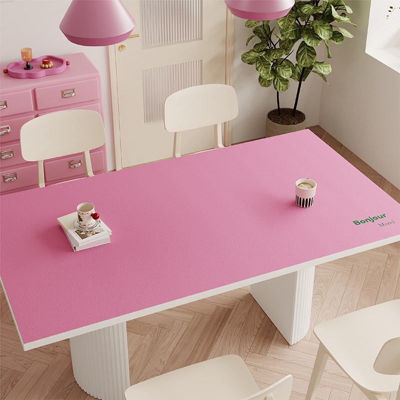韩式纯色系餐桌垫防水防油免洗高级感茶几皮革桌布办公桌面书桌垫