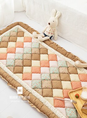 M.life 韩式田园纯棉卧室满铺床E边地垫加厚馒头垫全棉榻榻米地毯