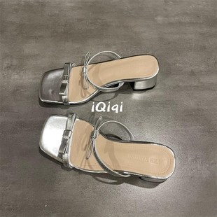 七七主人家 仙女风凉鞋女2024夏季新款单鞋一字带粗跟高跟鞋女鞋