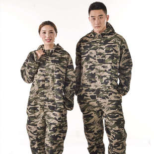 迷彩带帽服防水喷漆工作服工作服工装 防尘连体防护服养殖连体搬运