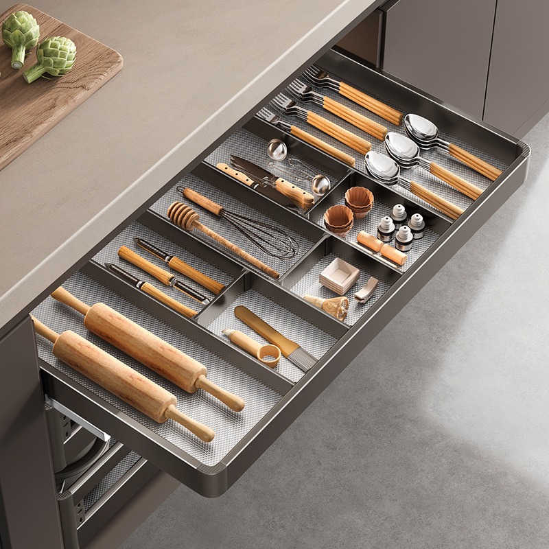 厨房拉篮整体橱柜抽屉式碗碟收纳L柜抽中抽碗碟篮筷子
