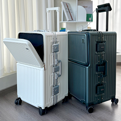 德国大容量行李箱女新款前开口拉杆箱F耐用旅行皮箱密码箱子28寸